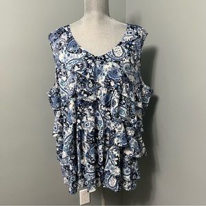 LEEBE Paisley floral print layered blouse sleeveless women’s size 4X blouse